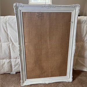 Handmade - Vintage picture frame burlap covered cork board